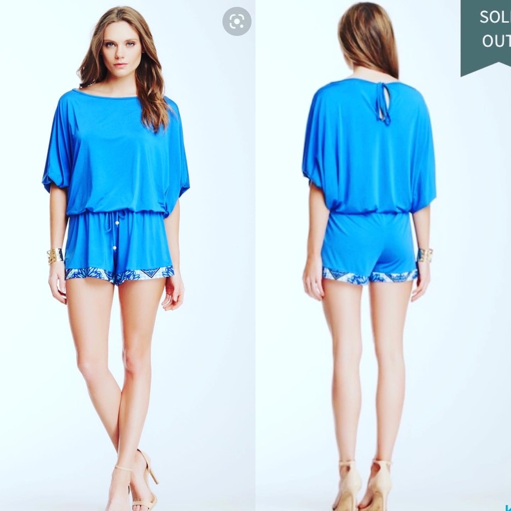 Tata Jolie Blue Silky Romper Retail: $212 Medium